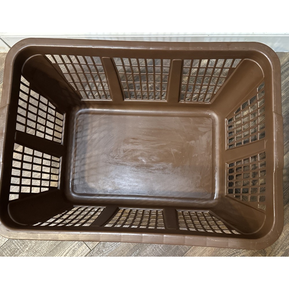 Rubbermaid Brown Laundry Basket Vintage 2885 Rectangle Clothes 22x16x11 - Picture 4 of 10
